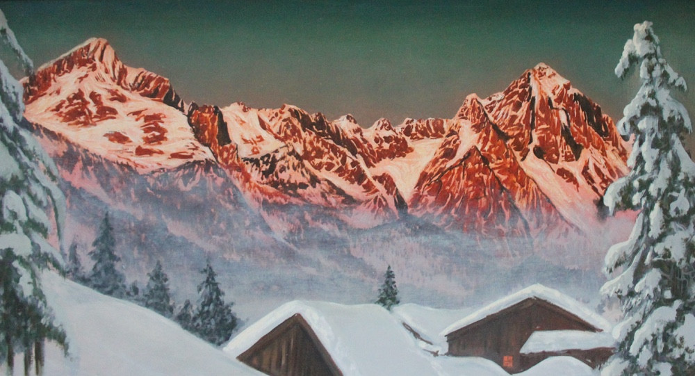 Hiver dans les Alpes autrichiennes par Hans Barma-Smetlak (Autrichien, né en 1903)-photo-3