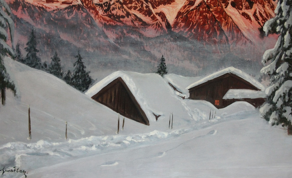 Hiver dans les Alpes autrichiennes par Hans Barma-Smetlak (Autrichien, né en 1903)-photo-4