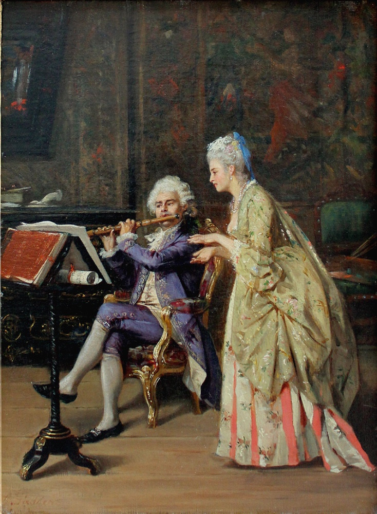 Leçon de musique par Leonardo Gasser (italien, 1831-après 1892)-photo-2