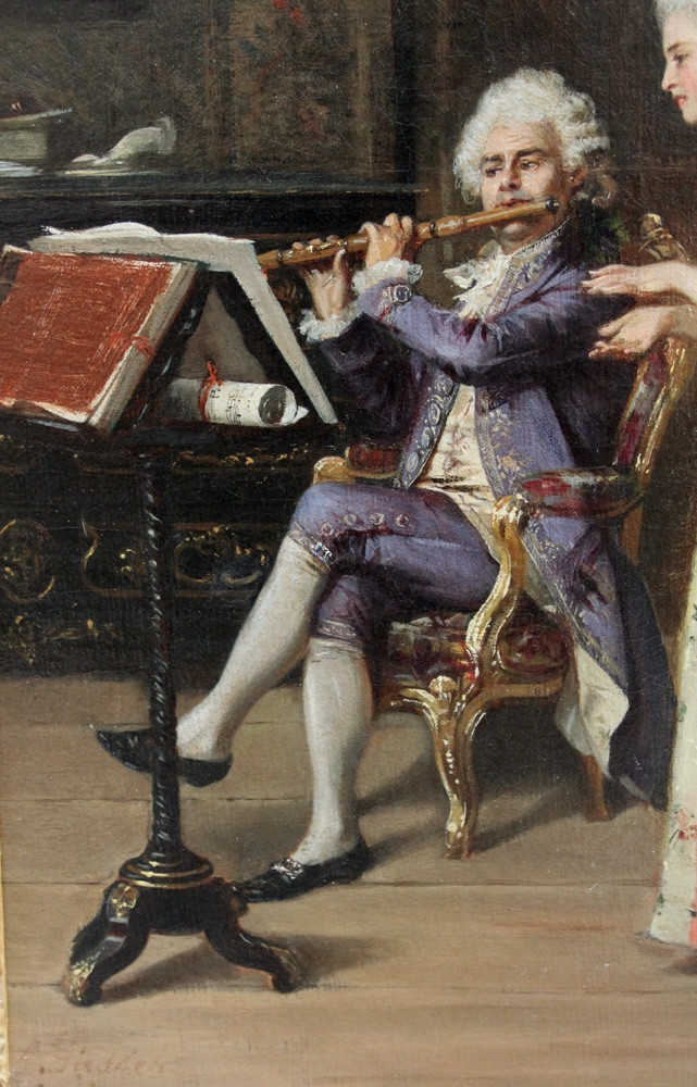 Leçon de musique par Leonardo Gasser (italien, 1831-après 1892)-photo-3
