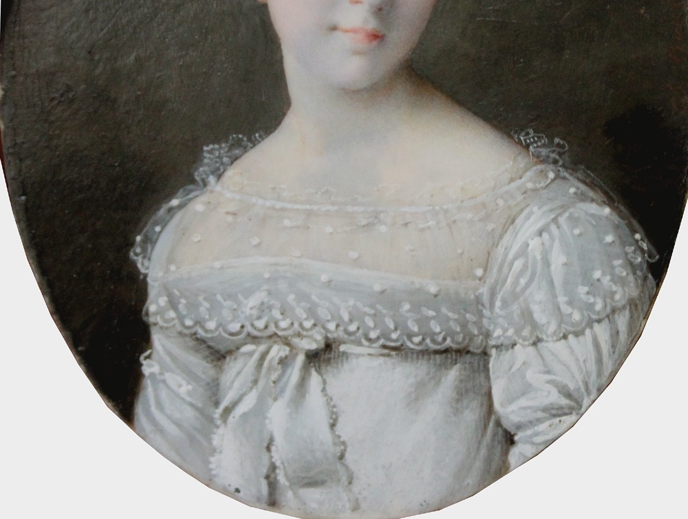 Portrait Of A Young Lady  In A White Dress By Charles Guillaume Bourgeois (french, 1759-1832)-photo-3