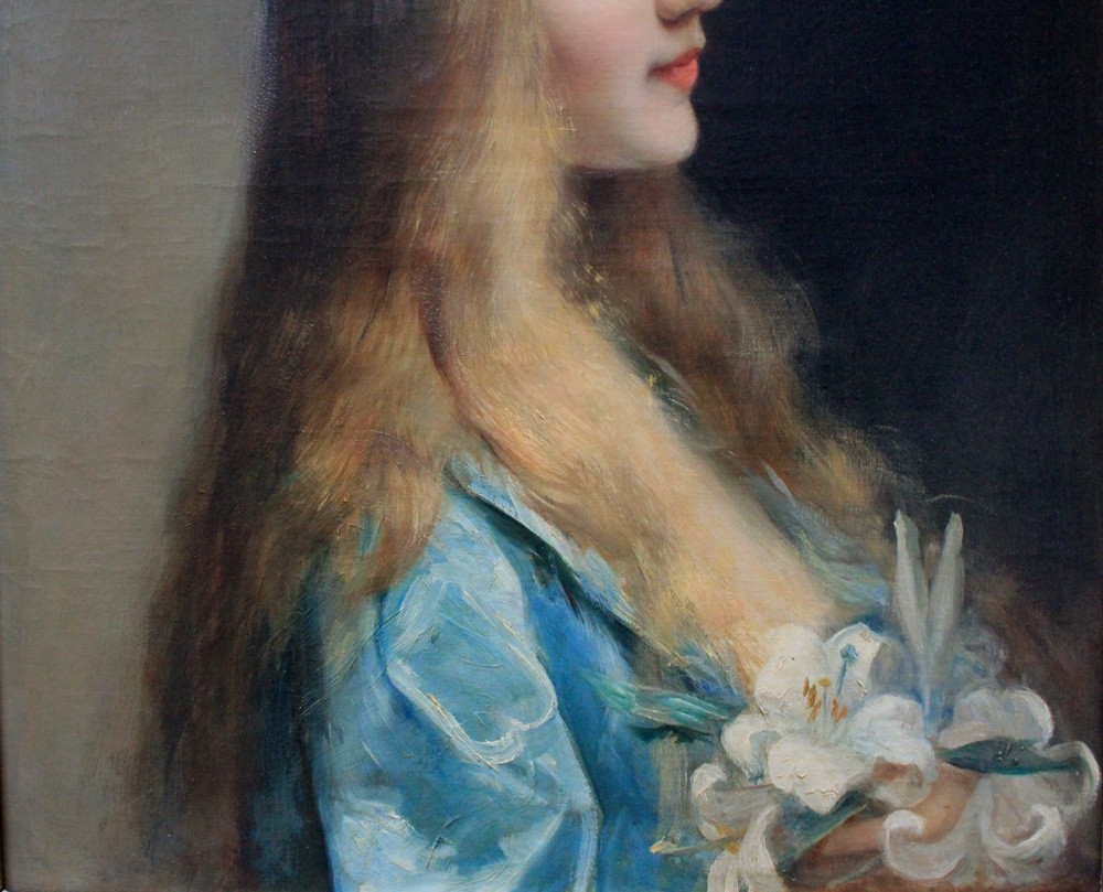 Portrait d'une jeune femme aux lys par Paul De La Boulaye (1849 - 1926)-photo-1