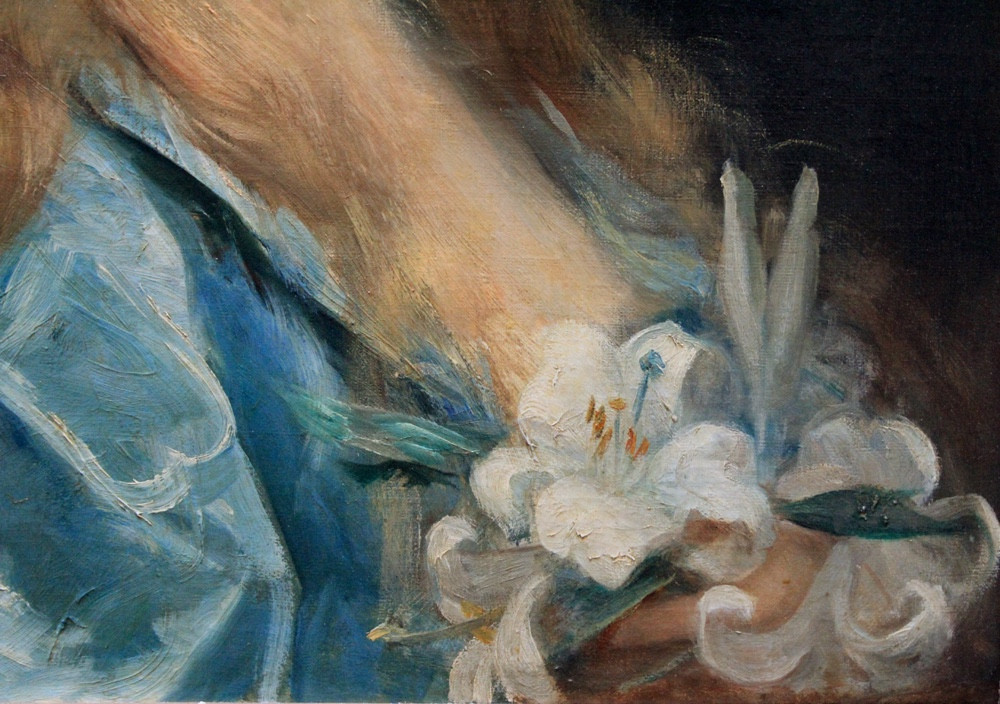 Portrait d'une jeune femme aux lys par Paul De La Boulaye (1849 - 1926)-photo-2