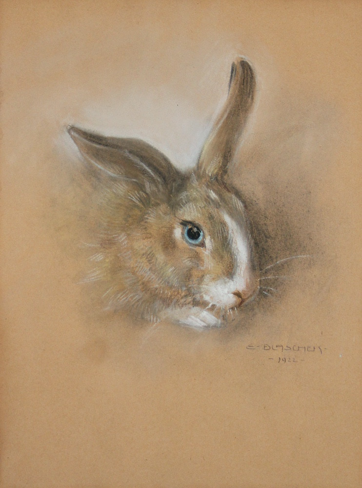 Tête de lièvre par Eva Blaschek (1873 - Vienne - 1960)-photo-2