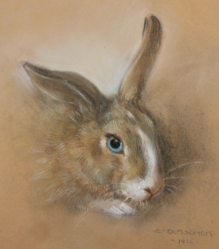 Tête de lièvre par Eva Blaschek (1873 - Vienne - 1960)-photo-3