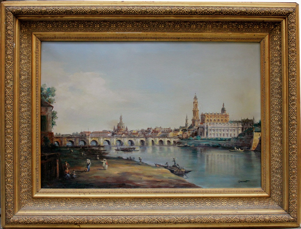 Bernardo Bellotto/Canaletto (1721-1780), d'après Vue de Dresde depuis la rive droite de l'Elbe