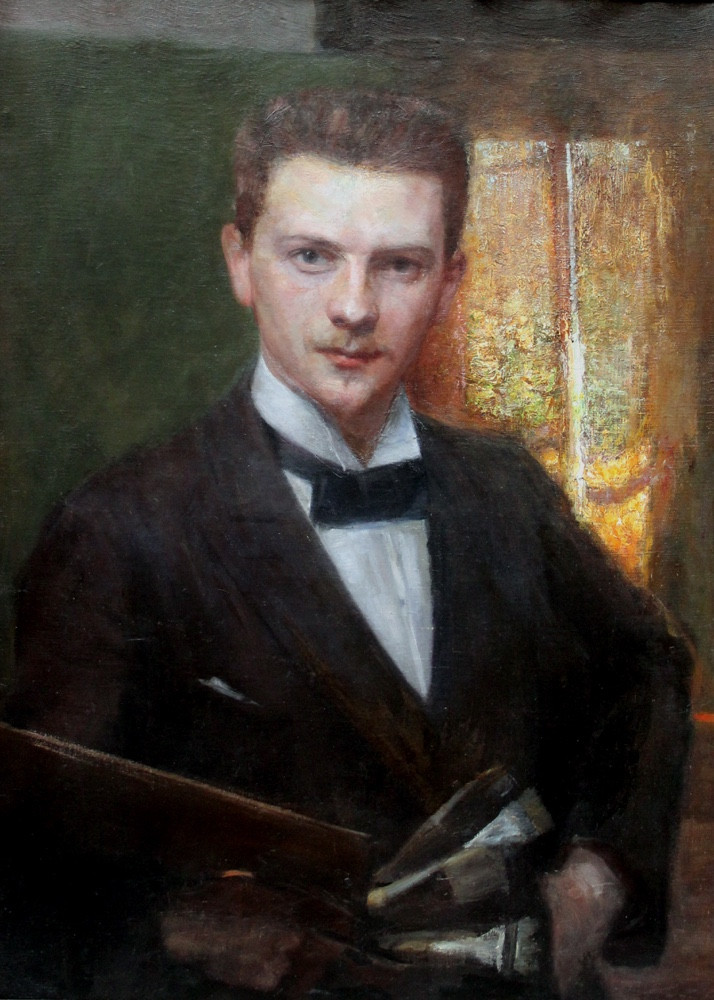 Self-portrait With Palette And Brush By Hans Pahlmann (1863-1907)-photo-2