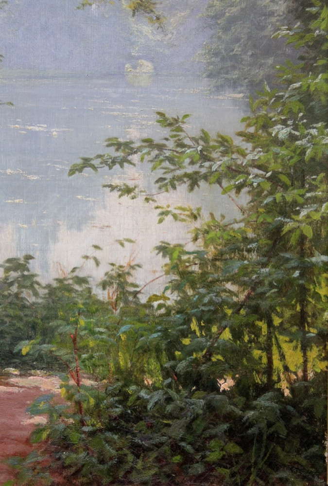 Matinée fraîche au bord du lac par Henri Biva (1848 - Paris - 1929)-photo-1