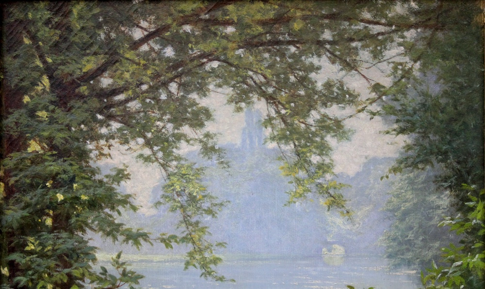 Matinée fraîche au bord du lac par Henri Biva (1848 - Paris - 1929)-photo-3