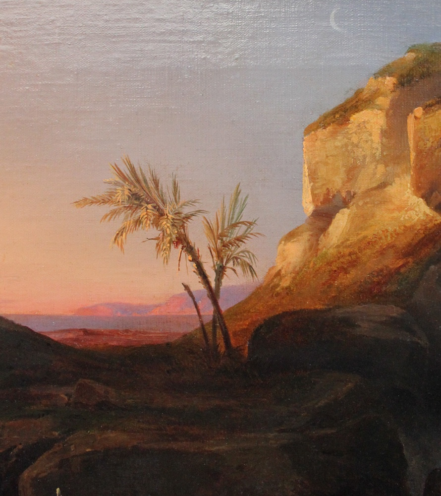 Paysage oriental avec saint Jérôme et un lion de Lodovico Aureli (1816 - Bologne - 1865)-photo-2