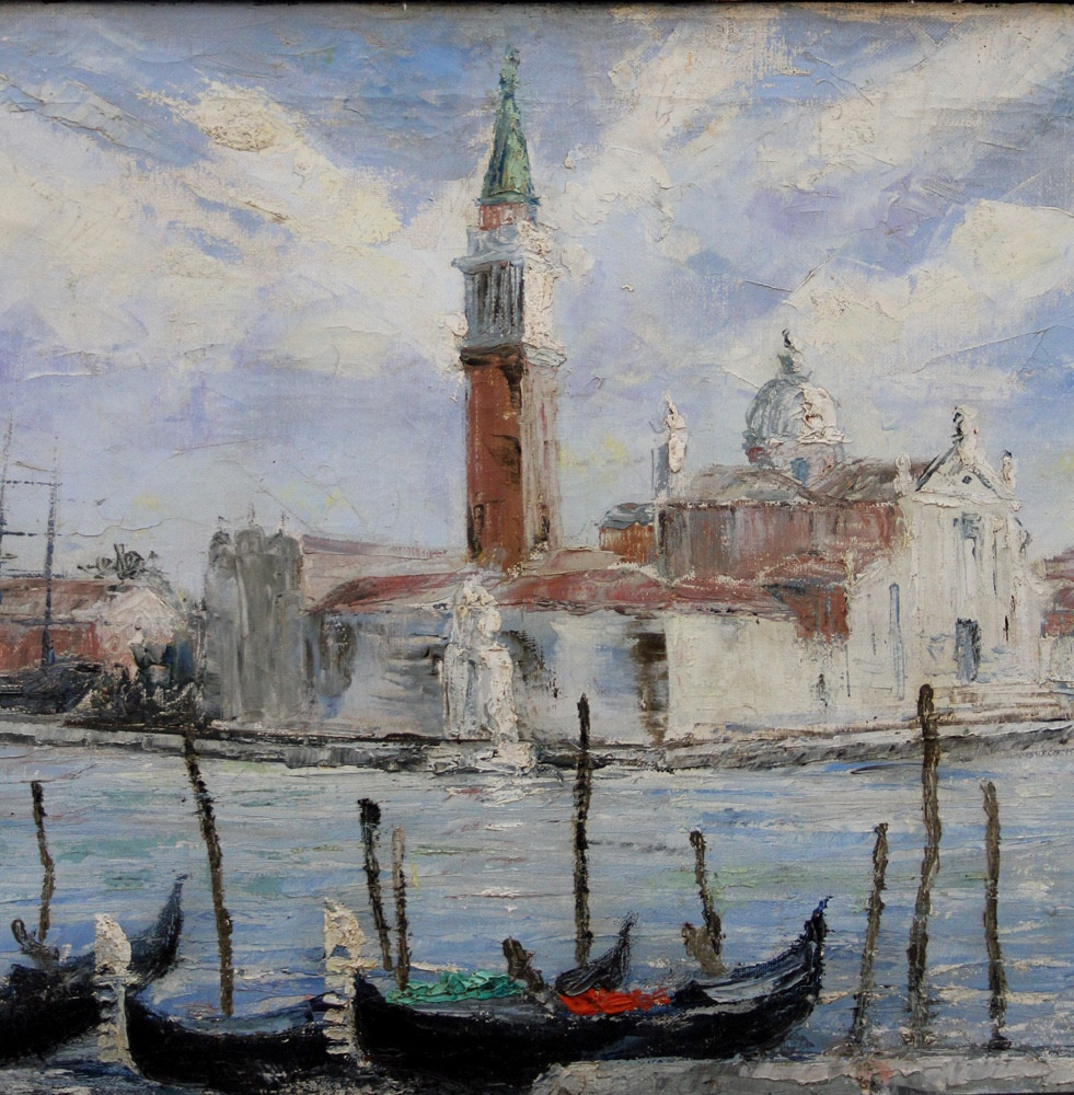 Venice: View Of The Island Of San Giorgio Maggiore By Gerhard Wachtl (austrian, Born In 1928), Attrib.-photo-2