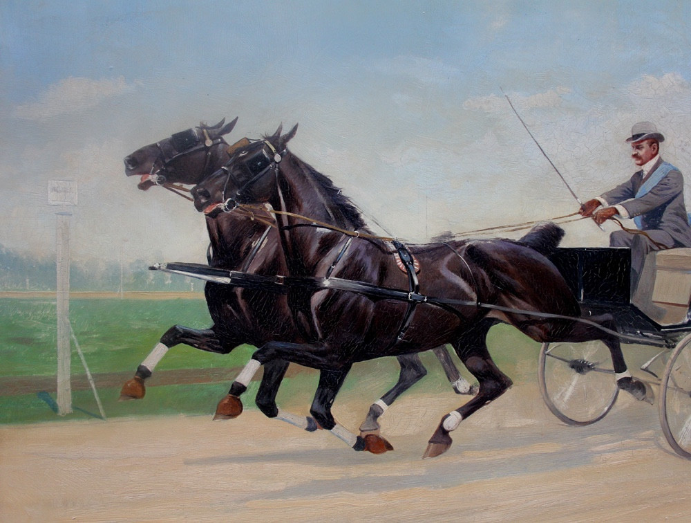 Course de calèches sur l'hippodrome viennois de Krieau par Carl Franz Bauer (1879-1954) - attr.-photo-3