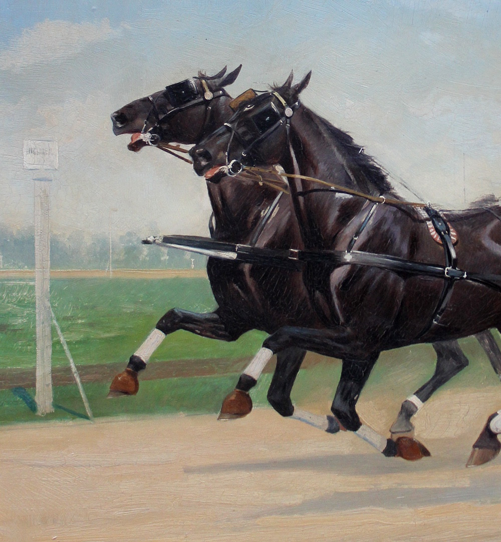 Course de calèches sur l'hippodrome viennois de Krieau par Carl Franz Bauer (1879-1954) - attr.-photo-4