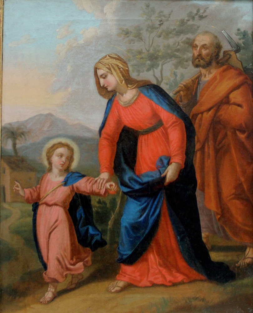 Peintre baroque du dernier quart du XVIIIe siècle, La Sainte Famille au retour d'Égypte-photo-3