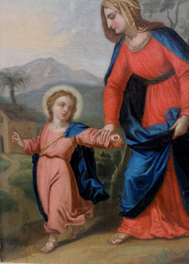 Peintre baroque du dernier quart du XVIIIe siècle, La Sainte Famille au retour d'Égypte-photo-4