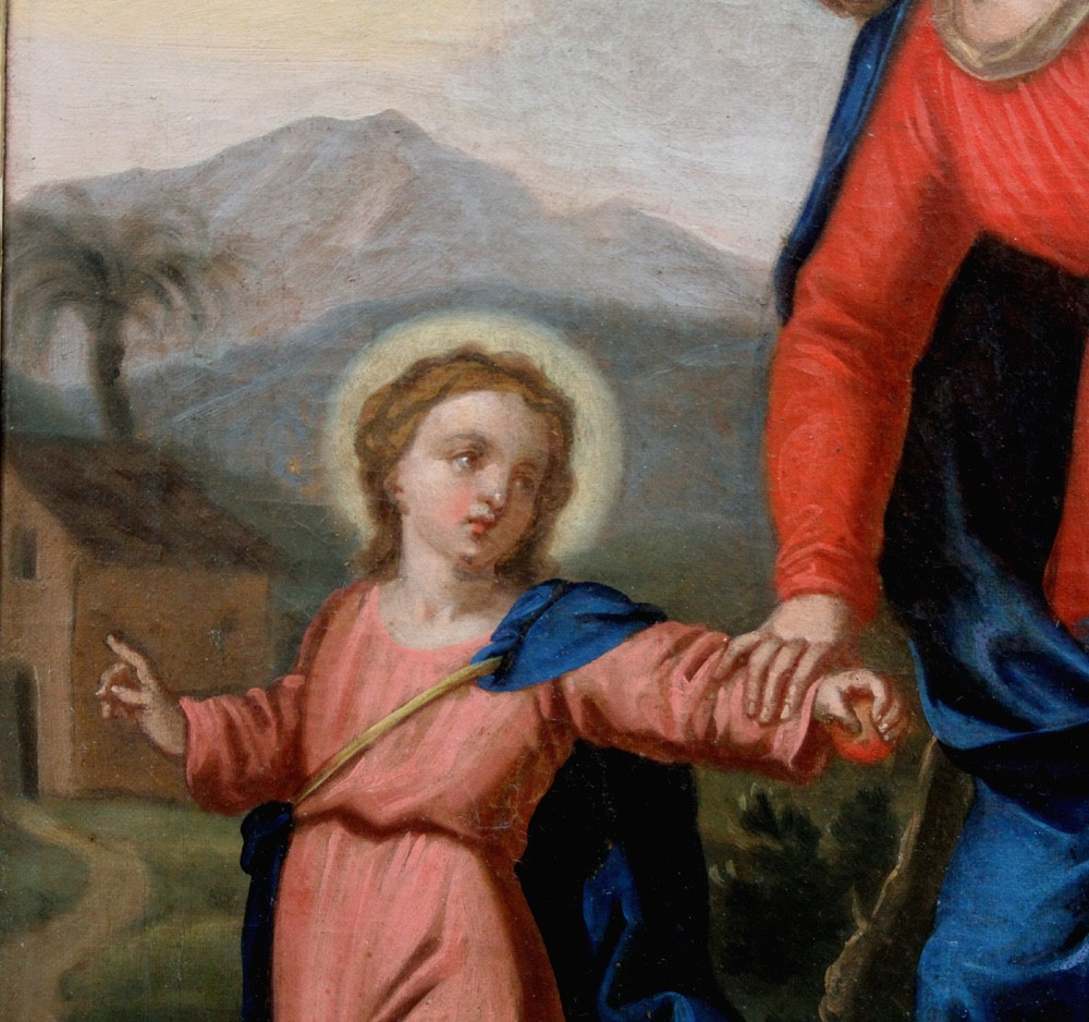 Peintre baroque du dernier quart du XVIIIe siècle, La Sainte Famille au retour d'Égypte-photo-1