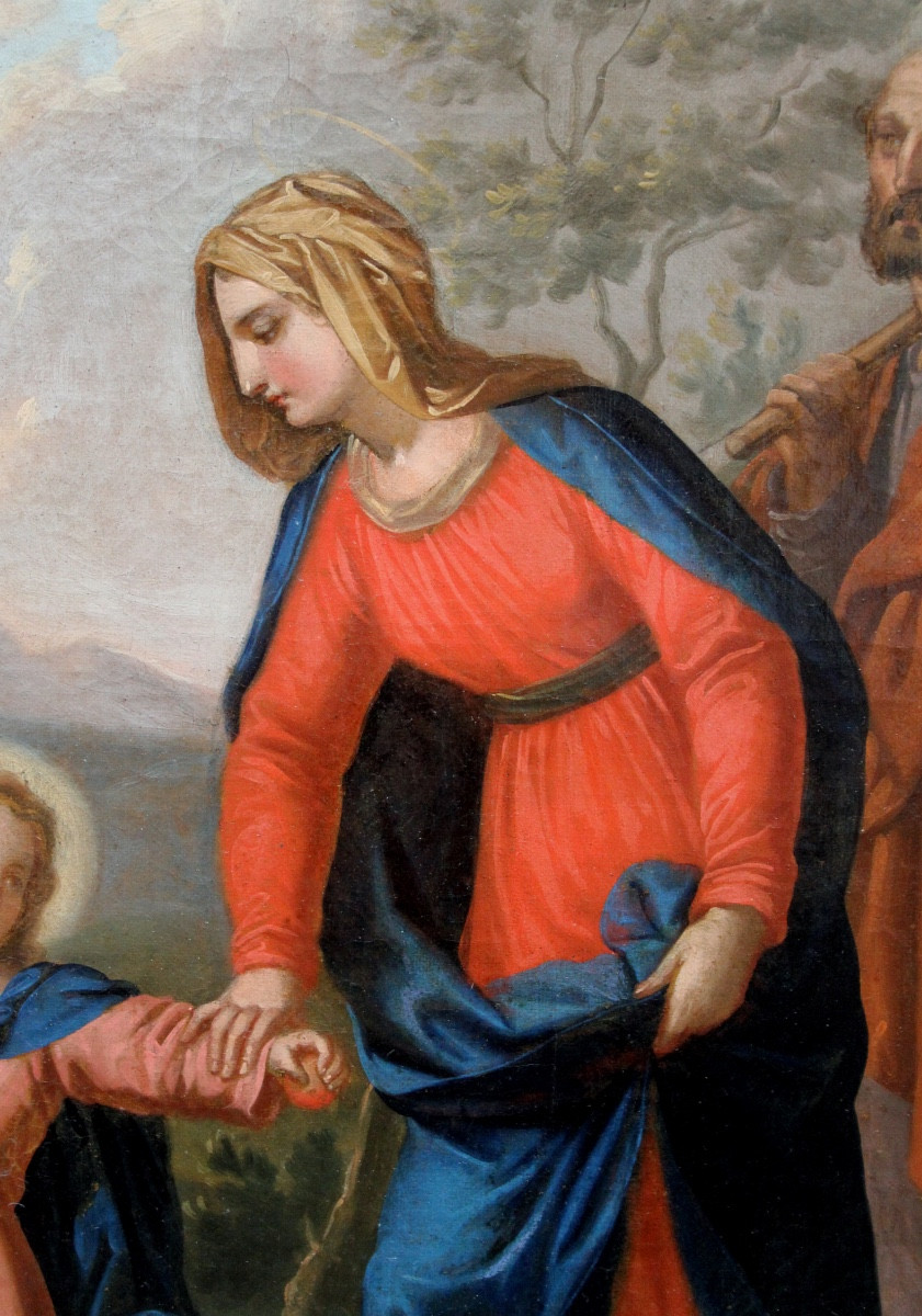 Peintre baroque du dernier quart du XVIIIe siècle, La Sainte Famille au retour d'Égypte-photo-2