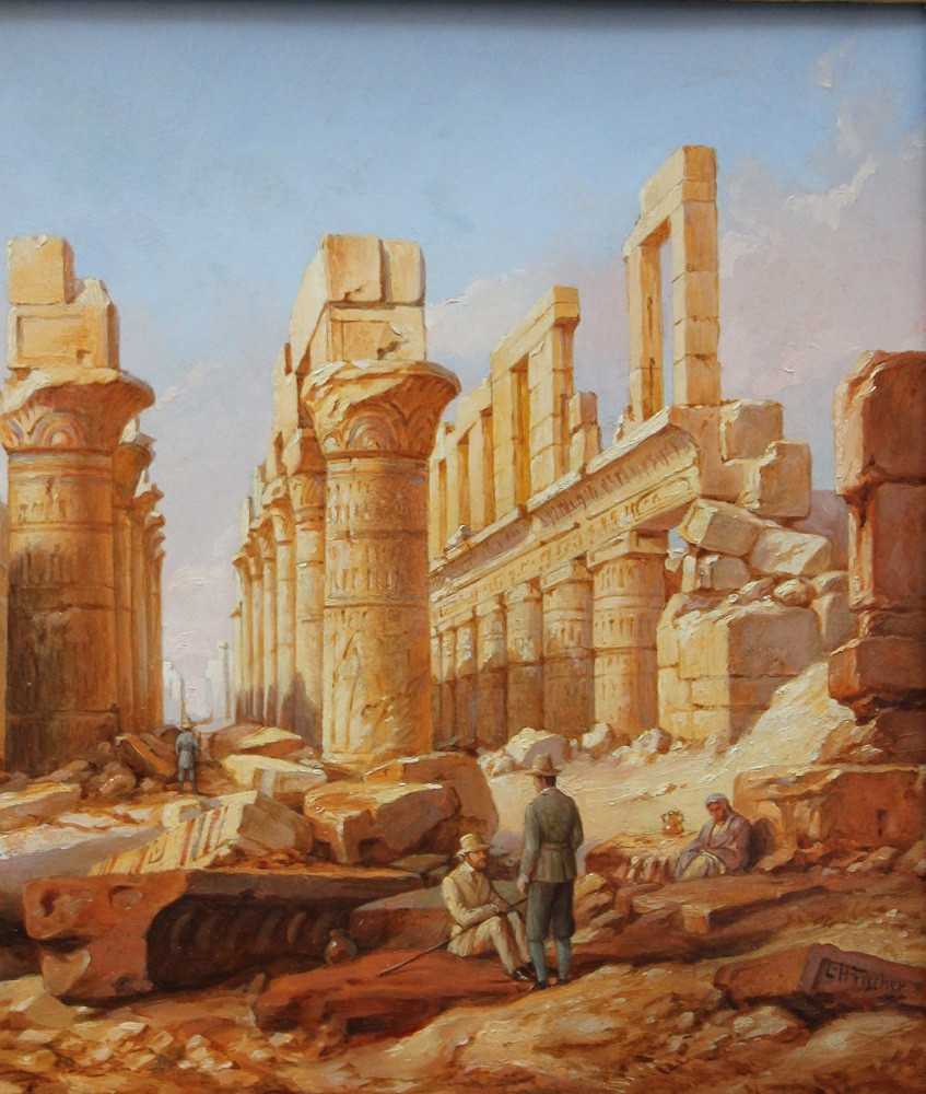 Temple de Karnak en Égypte par Ludwig Hans Fischer (Autrichien, 1848-1915)-photo-3