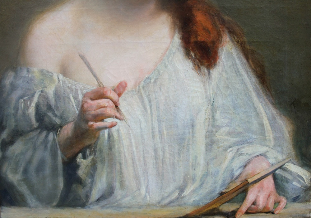 Portrait Of A Young  Female Artist, French Painter Of 19th Century-photo-1