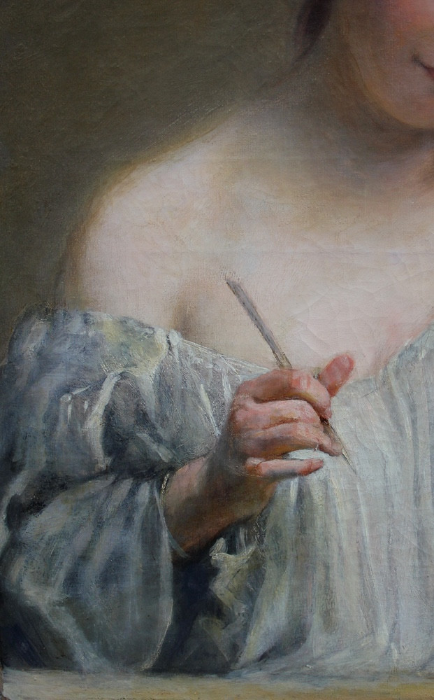 Portrait Of A Young  Female Artist, French Painter Of 19th Century-photo-2