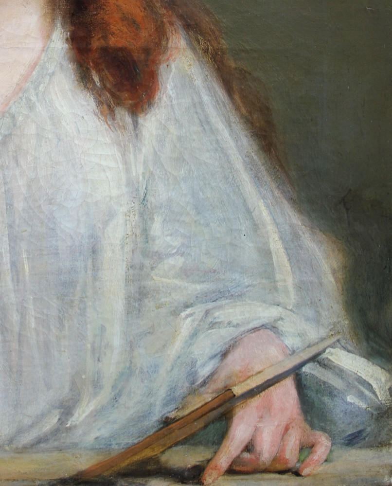 Portrait Of A Young  Female Artist, French Painter Of 19th Century-photo-3