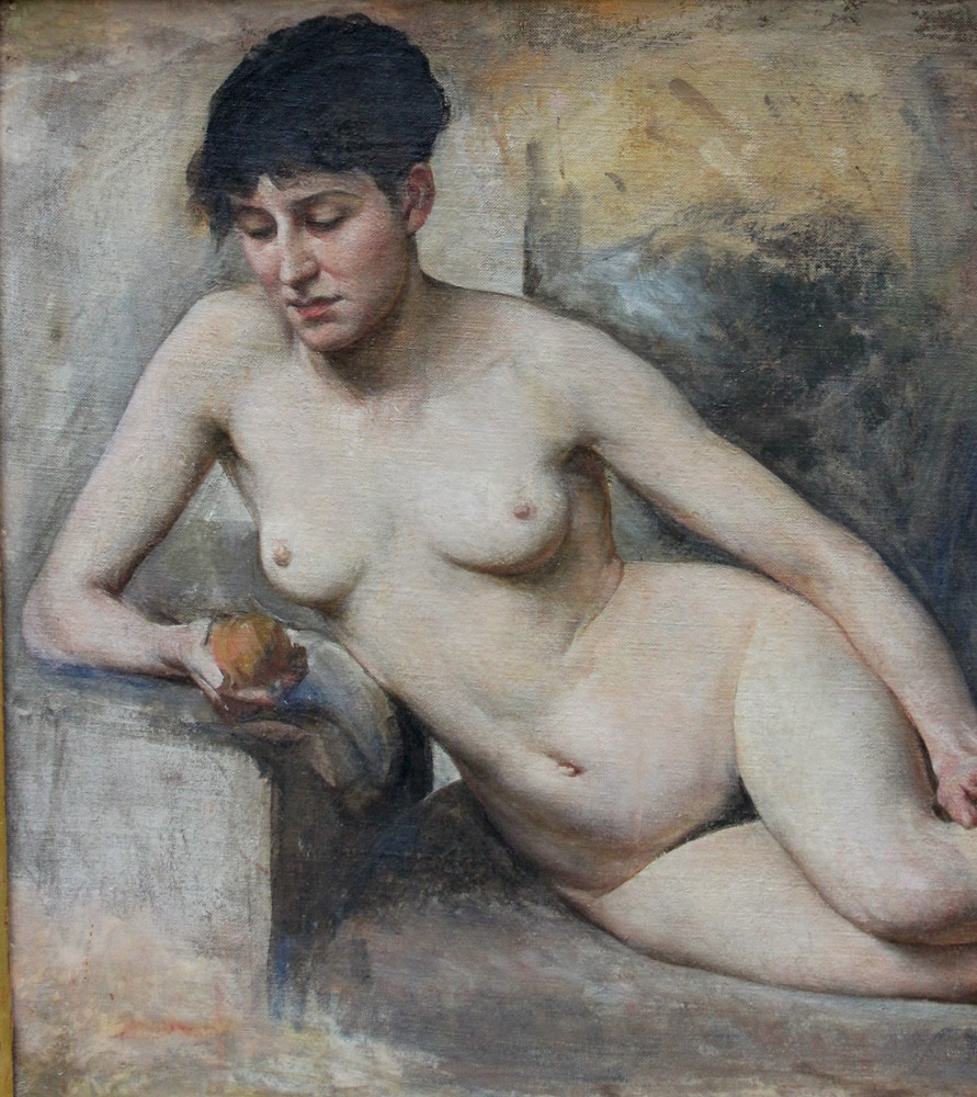 « Nu », peinture recto-verso de Vlaho Bukovac (Croate 1855 -1922), cercle de-photo-3