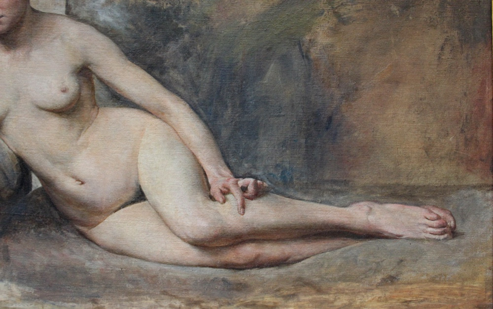 « Nu », peinture recto-verso de Vlaho Bukovac (Croate 1855 -1922), cercle de-photo-2