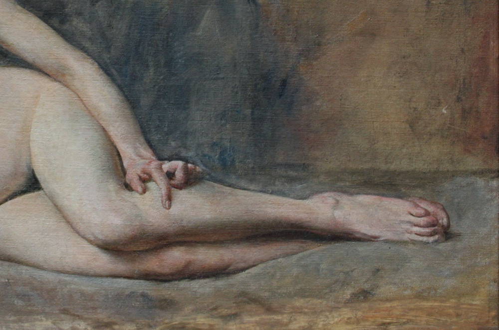 « Nu », peinture recto-verso de Vlaho Bukovac (Croate 1855 -1922), cercle de-photo-3