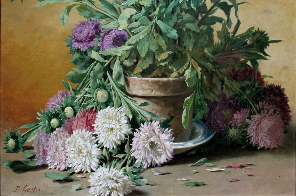 Asters By Louis Victor Gesta (french, 1828 - 1894)-photo-1