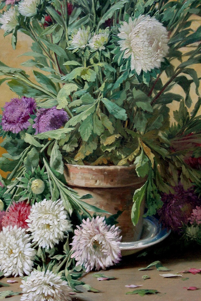 Asters By Louis Victor Gesta (french, 1828 - 1894)-photo-2