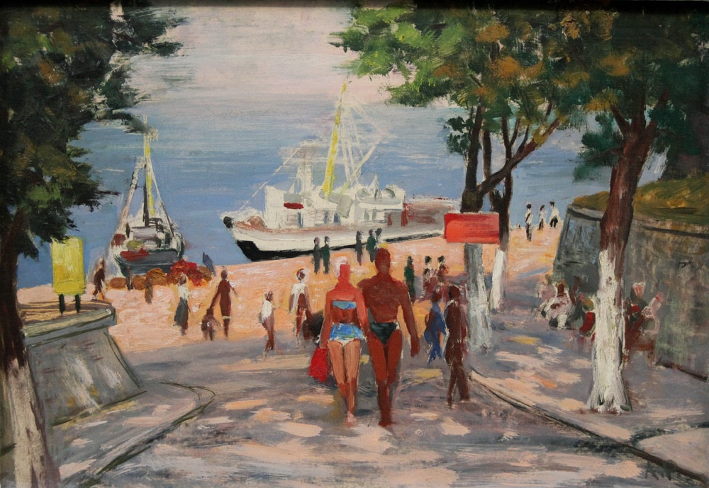 André Petroff (russian-french, 1894-1975) Port Promenade On The Côte d'Azur-photo-2
