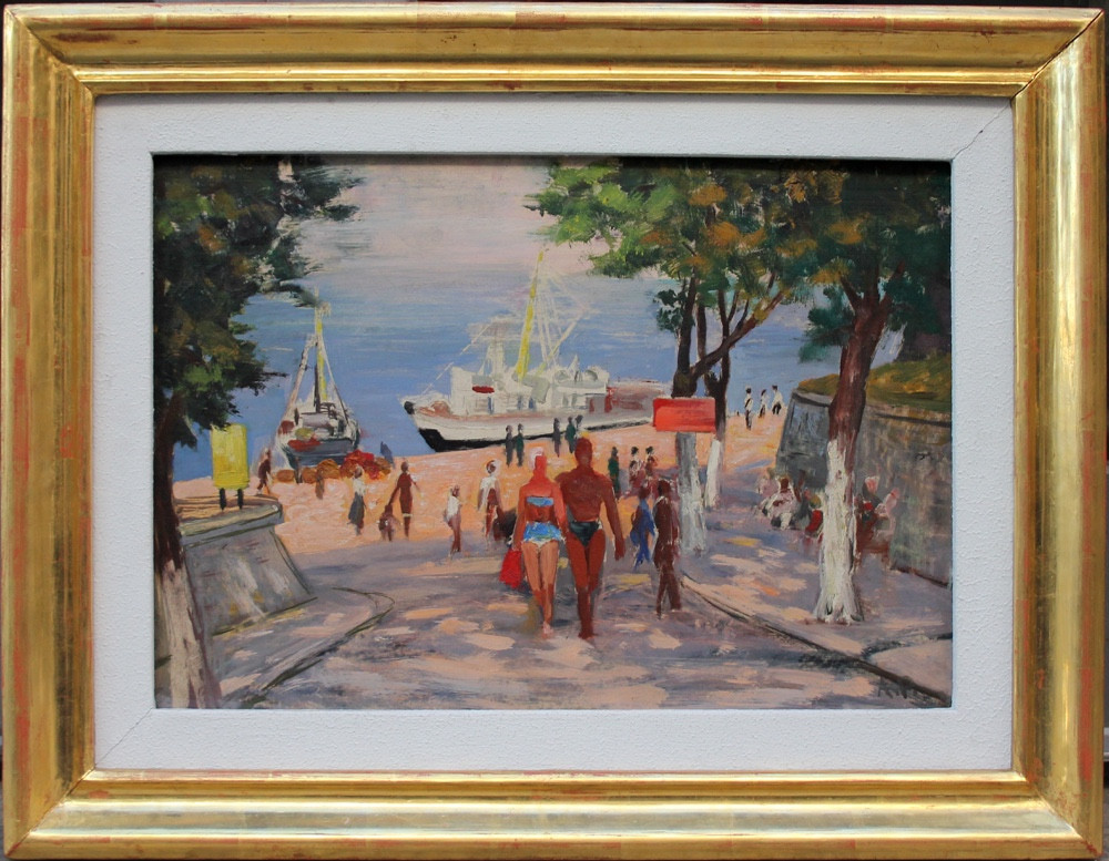 André Petroff (russian-french, 1894-1975) Port Promenade On The Côte d'Azur