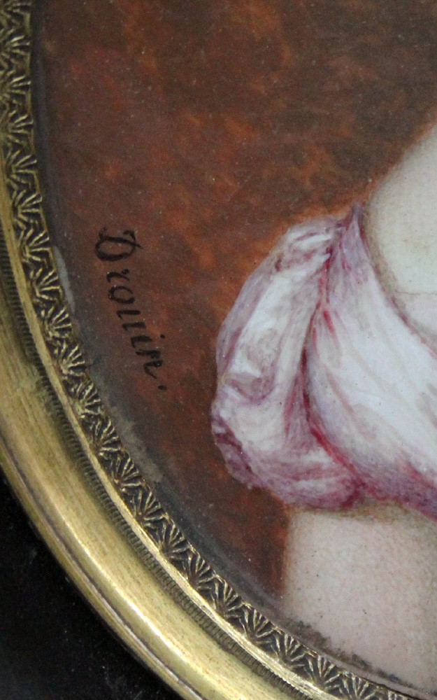 Jean-Pierre Drouin (Français, 1782 - 1861) Miniature d'une jeune femme au collier de perles-photo-1
