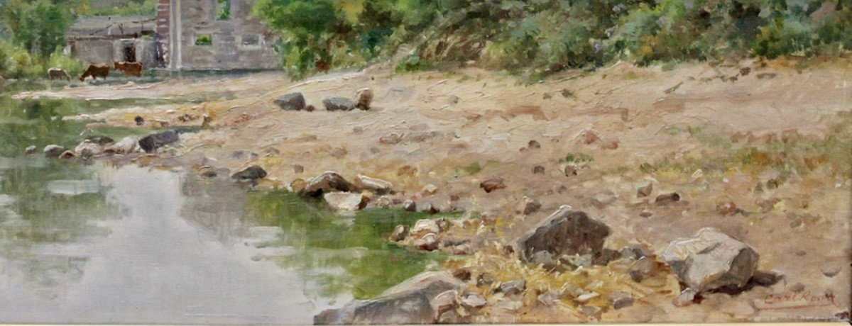 Village français au bord de la rivière par Mario Carl-Rosa (Français, 1853 - 1913)-photo-4