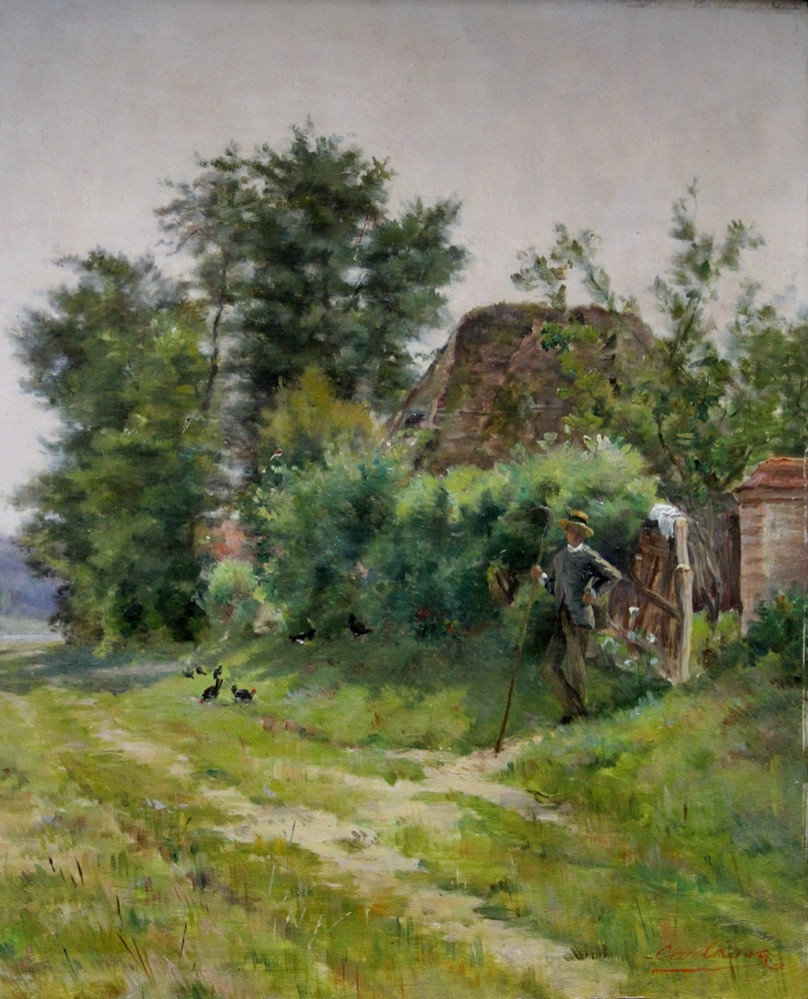 Paysage de village français (bord de rivière) par Mario Carl-Rosa (Français, 1853 - 1913)-photo-3