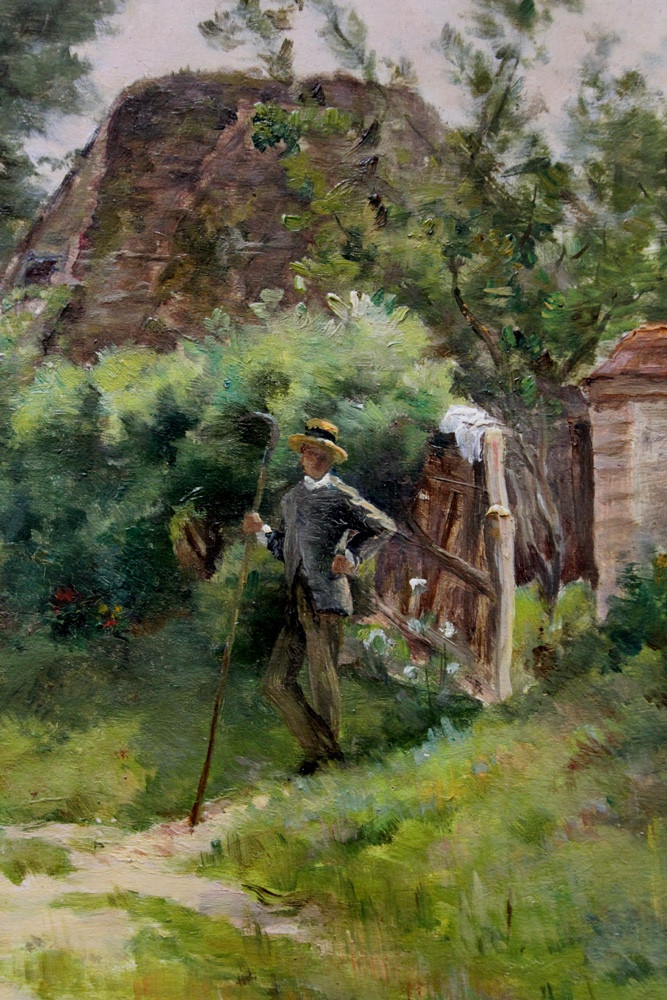 Paysage de village français (bord de rivière) par Mario Carl-Rosa (Français, 1853 - 1913)-photo-4