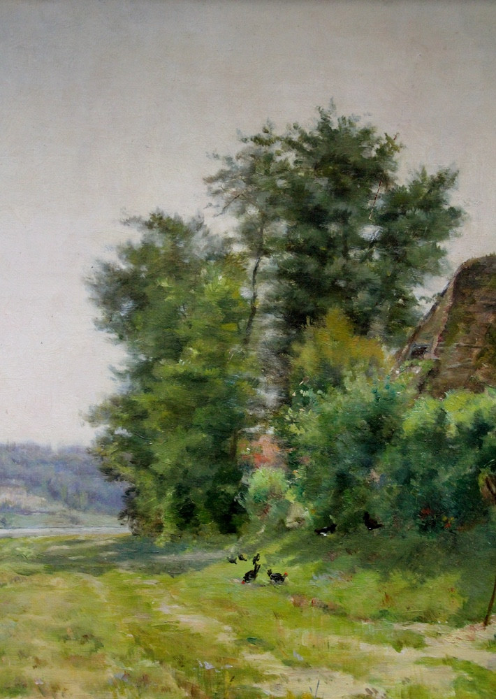 Paysage de village français (bord de rivière) par Mario Carl-Rosa (Français, 1853 - 1913)-photo-1