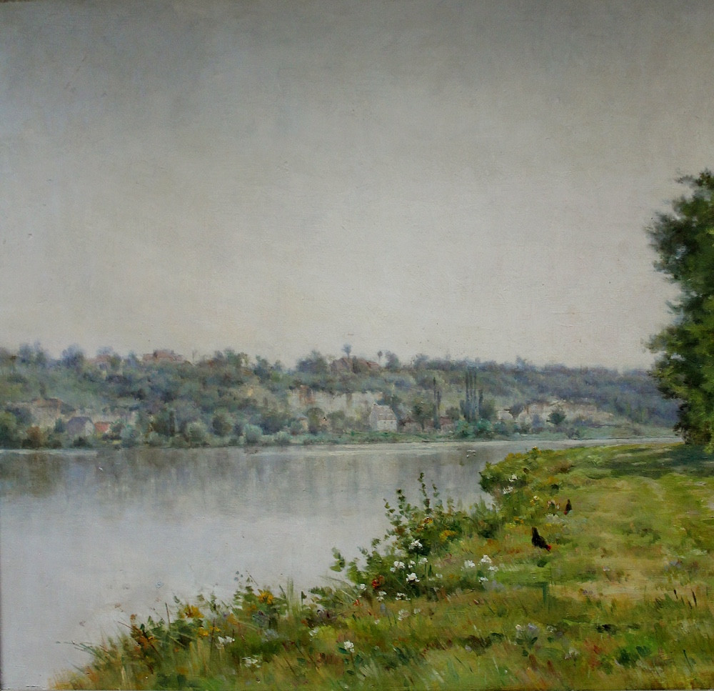 Paysage de village français (bord de rivière) par Mario Carl-Rosa (Français, 1853 - 1913)-photo-2