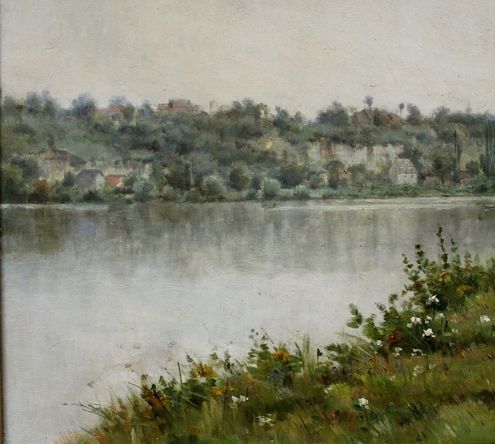 Paysage de village français (bord de rivière) par Mario Carl-Rosa (Français, 1853 - 1913)-photo-4