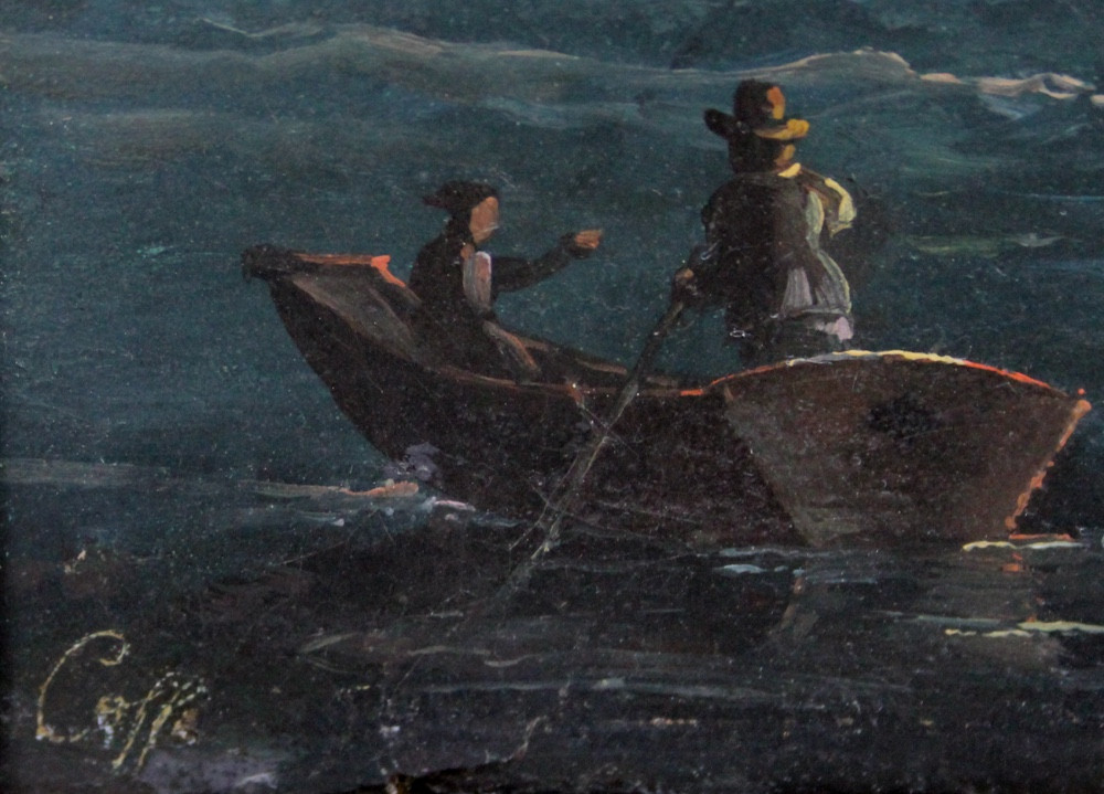 Scène nocturne dans un port d'Ippolito Caffi (Italie, 1809 Belluno - 1866 Lissa), attribué à-photo-5