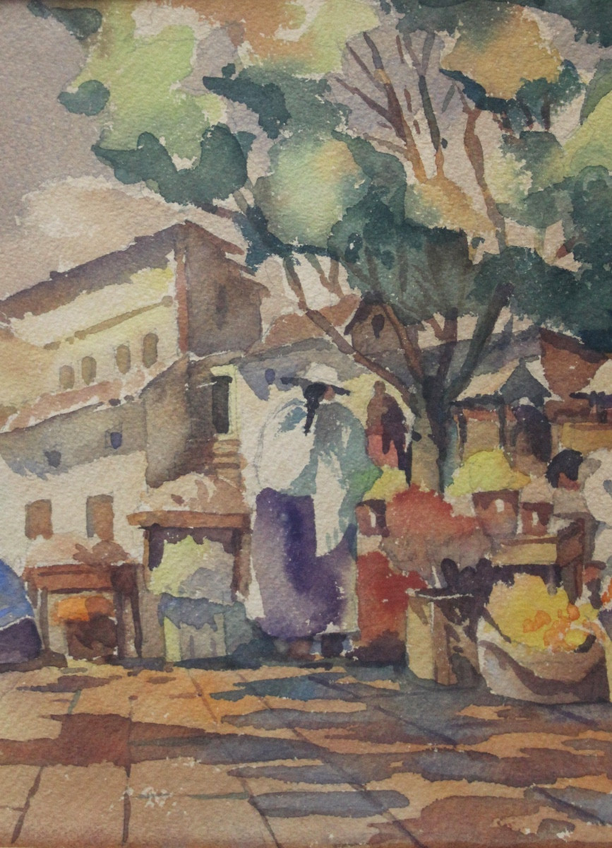 Scène de marché à Quito, Équateur par Hernando Mejia Carrasquilla (Vénézuélien,les années 1940)-photo-4