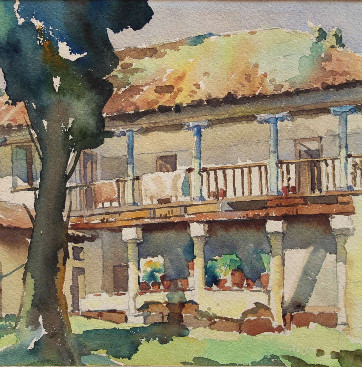 Cour de maison à Quito, Équateur par Hernando Mejia Carrasquilla (Vénézuélien, 1940)-photo-3