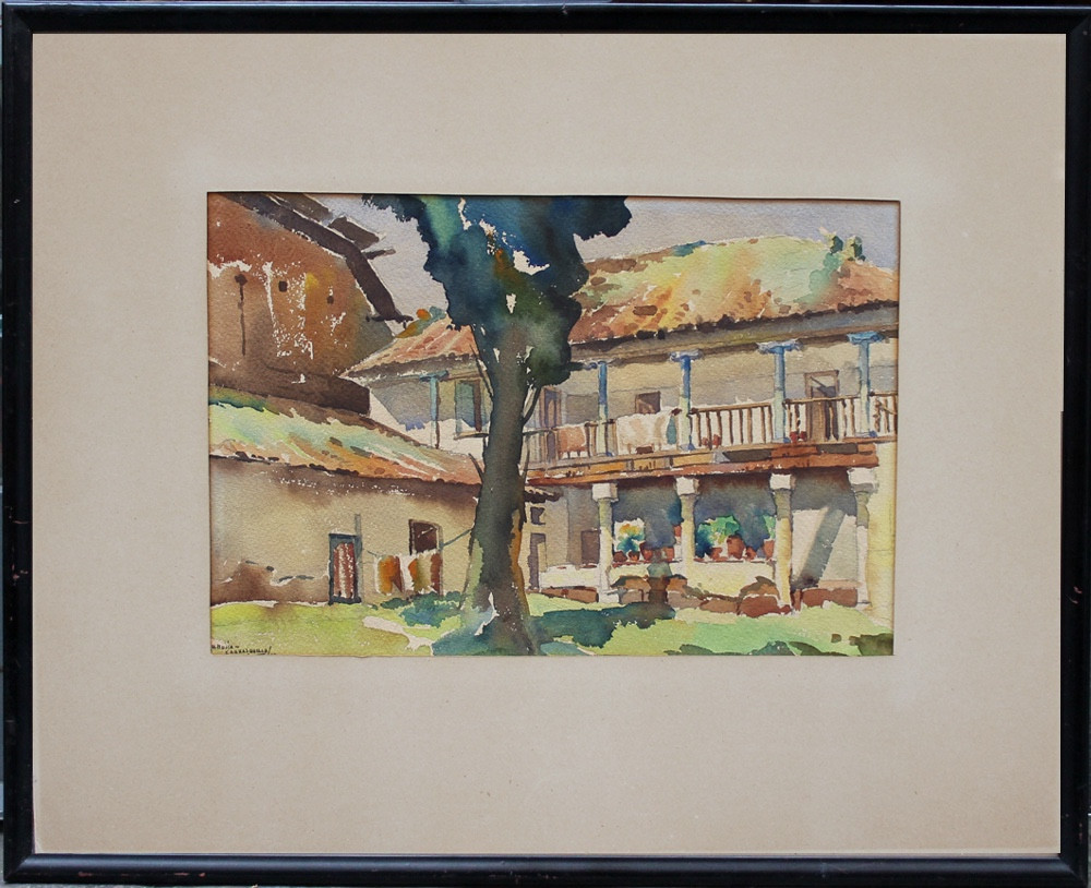 Cour de maison à Quito, Équateur par Hernando Mejia Carrasquilla (Vénézuélien, 1940)