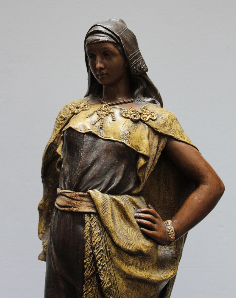 Friedrich Goldscheider (1845-1897) Beauté orientale, sculpture en terre cuite-photo-2