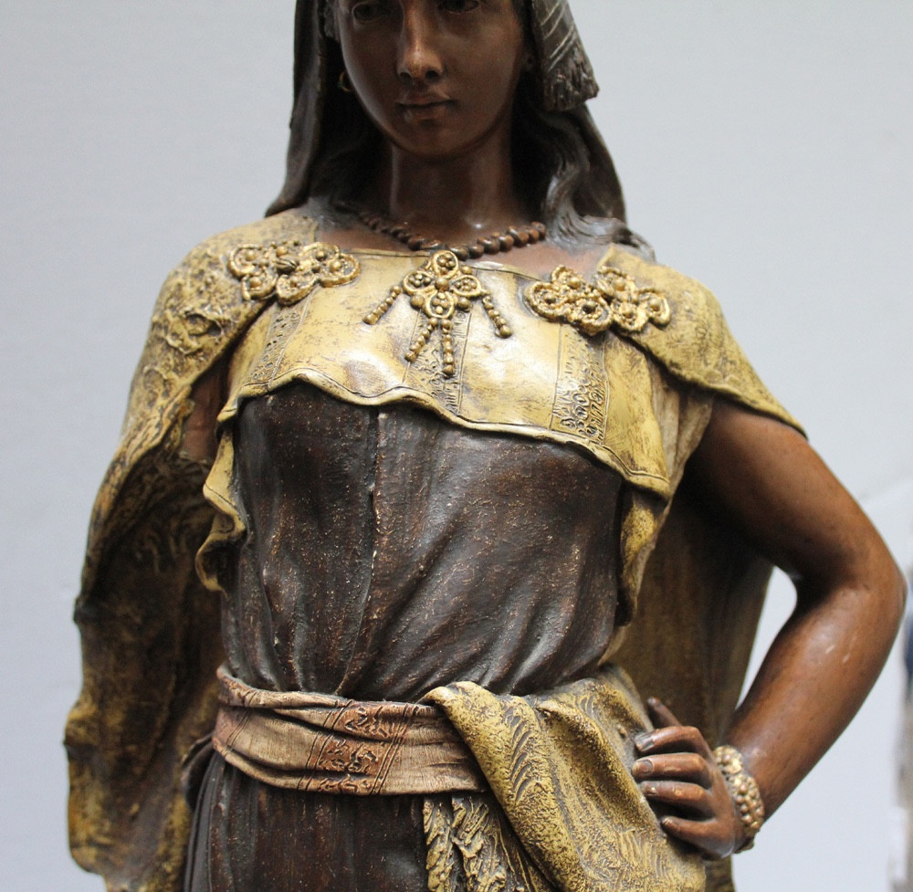 Friedrich Goldscheider (1845-1897) Beauté orientale, sculpture en terre cuite-photo-4