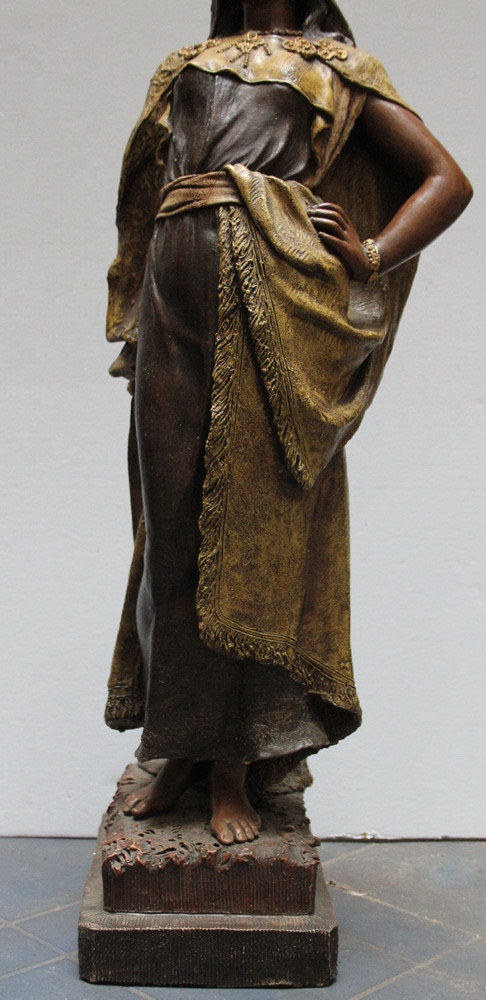 Friedrich Goldscheider (1845-1897) Beauté orientale, sculpture en terre cuite-photo-1