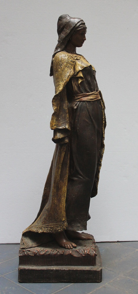 Friedrich Goldscheider (1845-1897) Beauté orientale, sculpture en terre cuite-photo-3