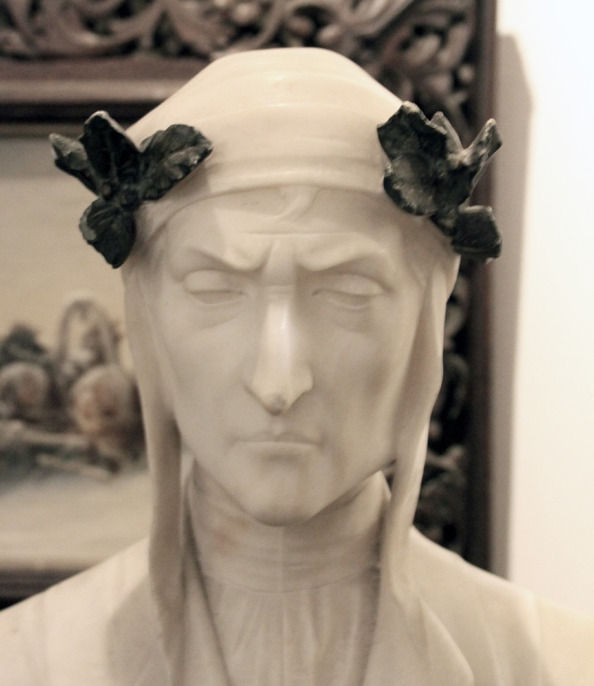 Vienne, vers 1900, buste en albâtre de Dante Alighieri-photo-2