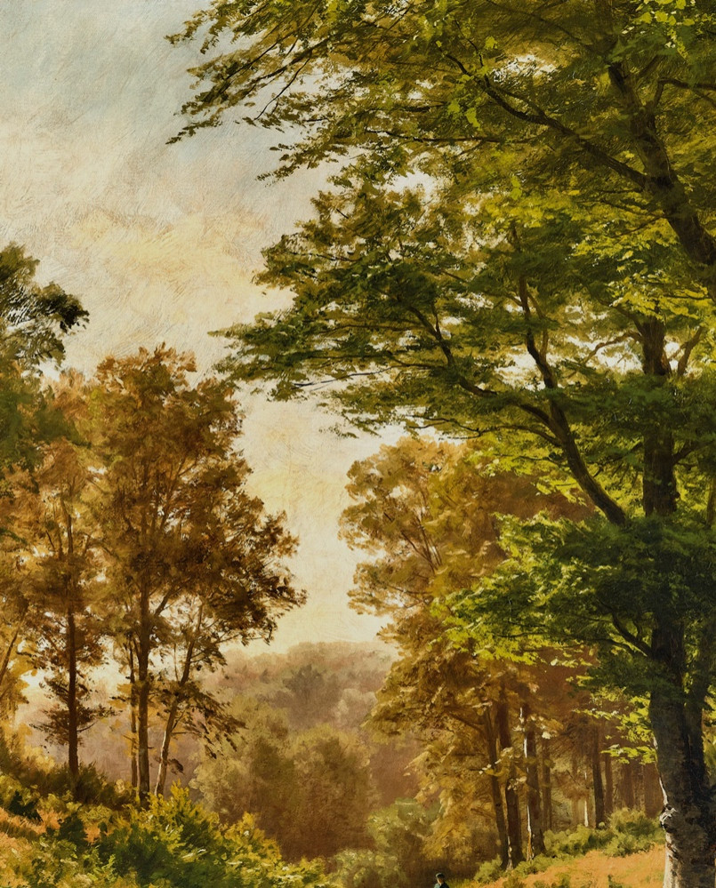 Enfants se reposant sur un chemin forestier, par Fritz Ebel (Allemand, 1835-1895, Düsseldorf)-photo-1