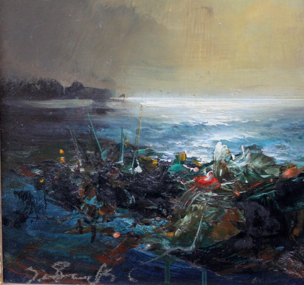 Bateaux de pêche au clair de lune par Wladimir Evgenievich ZEBEK (Ukrainien, 1931 - 2015)-photo-3